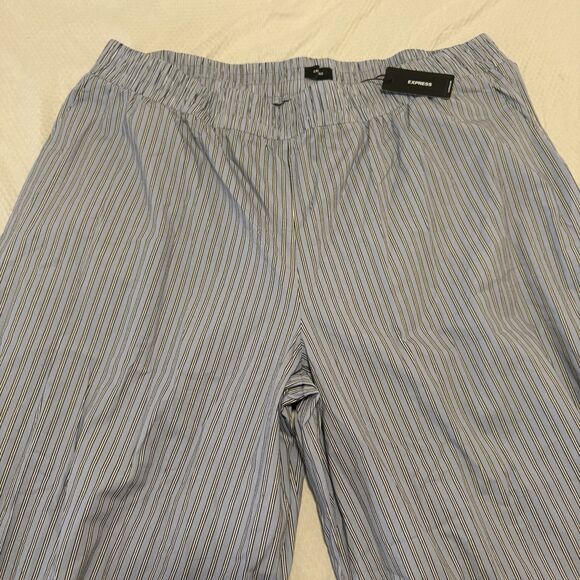 NWT Express Men’s Stretch Poplin Lounge Pants XL Blue Striped Cotton Sleepwear - Picture 3 of 8